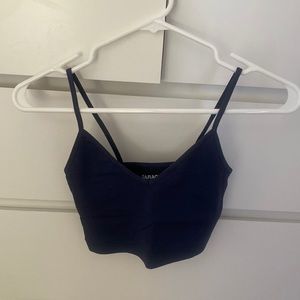 v-neck really cropped navy tank top